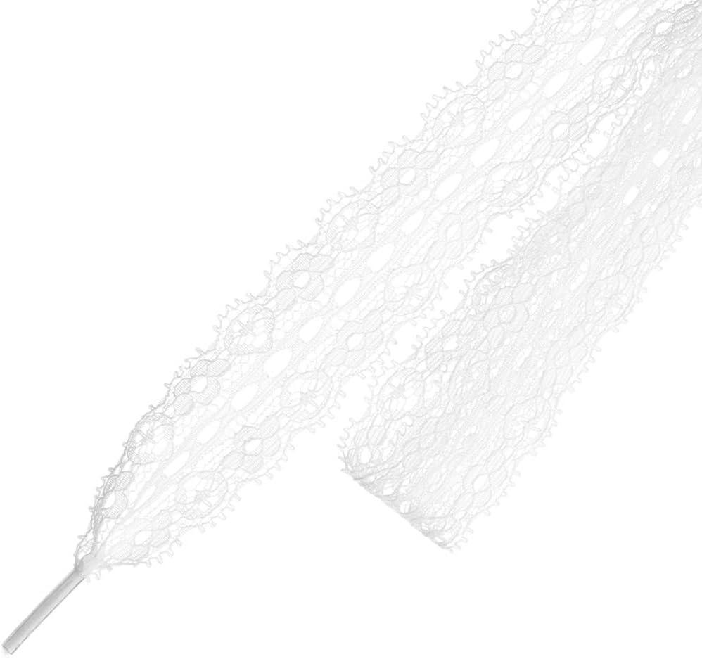 imageAllegra K Womens Lace Hollow Flower Embroidered Shoestrings Extra Wide Flat Shoe Laces for Sneakers 2 PairsWhite