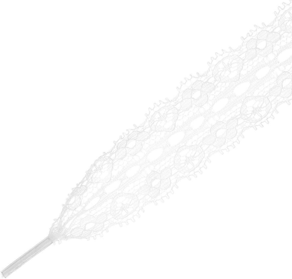 imageAllegra K Womens Lace Hollow Flower Embroidered Shoestrings Extra Wide Flat Shoe Laces for Sneakers 2 PairsWhite