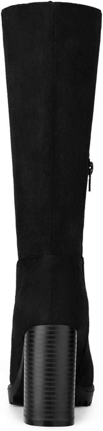 imageAllegra K Womens Mid Calf Block Heel BootsBlack