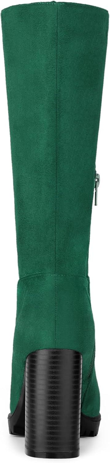 imageAllegra K Womens Mid Calf Block Heel BootsGreen