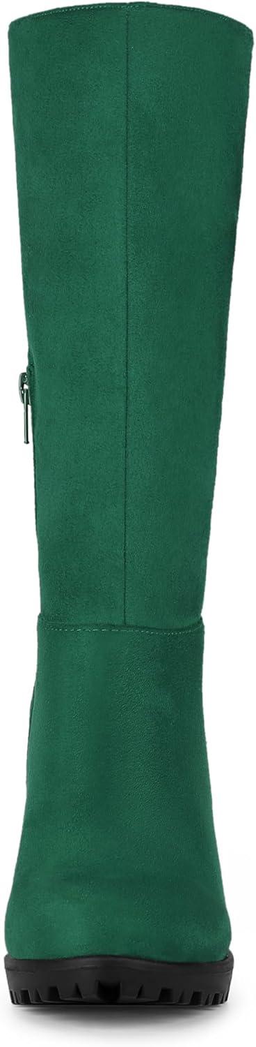 imageAllegra K Womens Mid Calf Block Heel BootsGreen