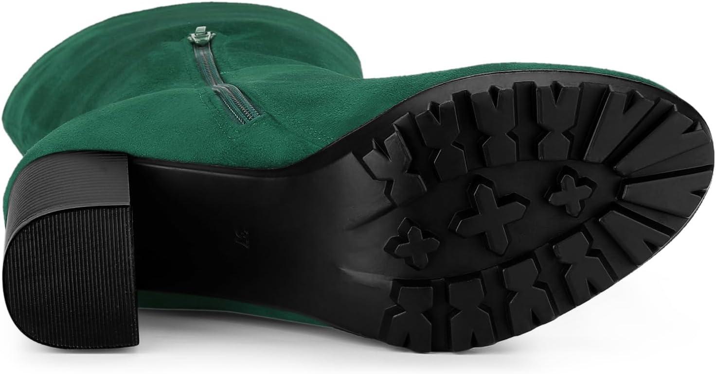 imageAllegra K Womens Mid Calf Block Heel BootsGreen