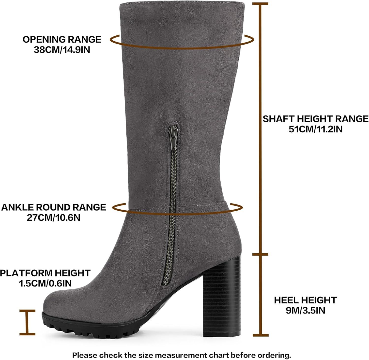 imageAllegra K Womens Mid Calf Block Heel BootsGrey