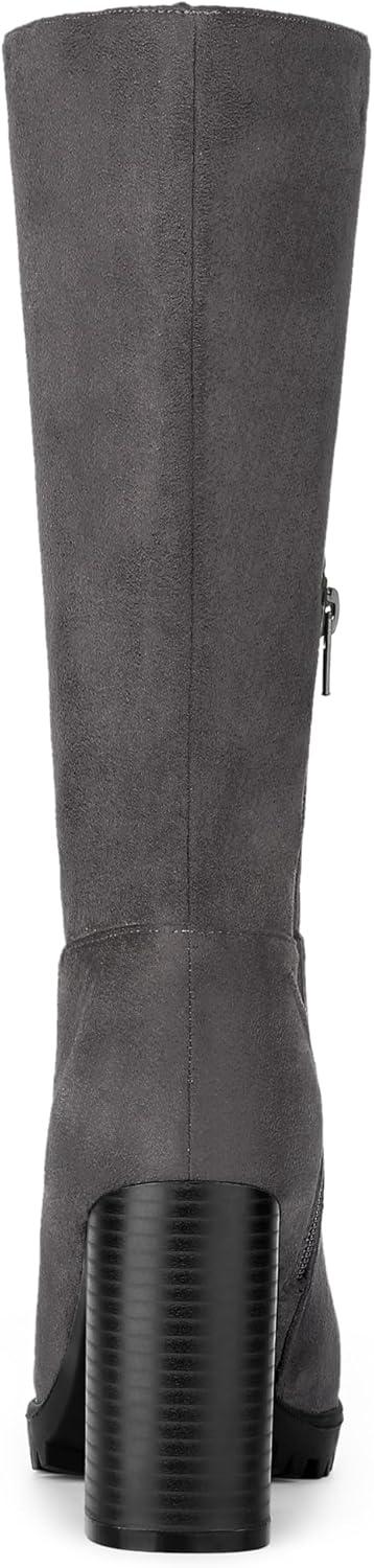 imageAllegra K Womens Mid Calf Block Heel BootsGrey