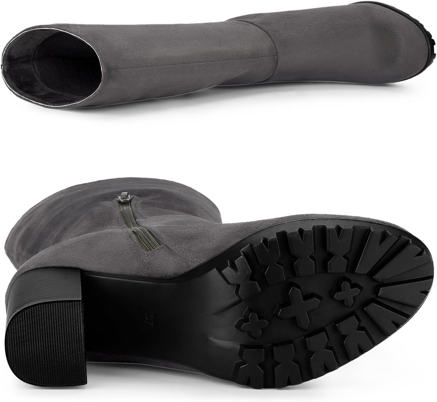 imageAllegra K Womens Mid Calf Block Heel BootsGrey