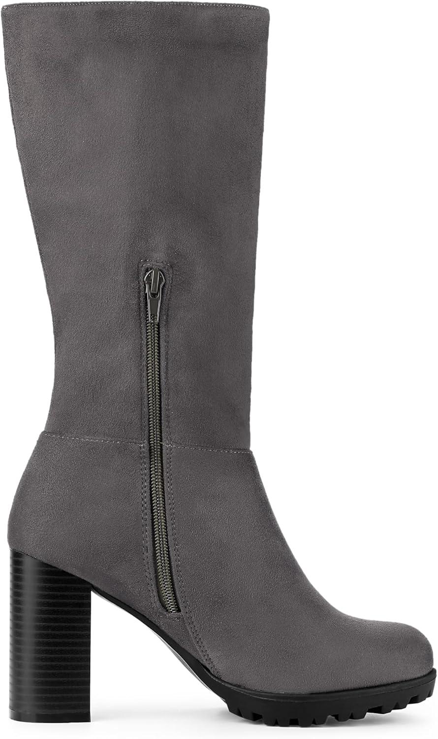 imageAllegra K Womens Mid Calf Block Heel BootsGrey