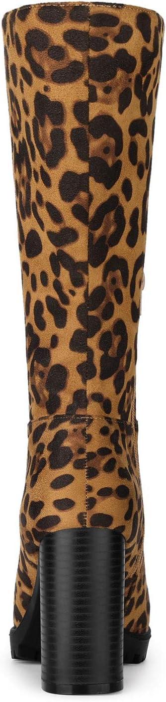 imageAllegra K Womens Mid Calf Block Heel BootsLeopard