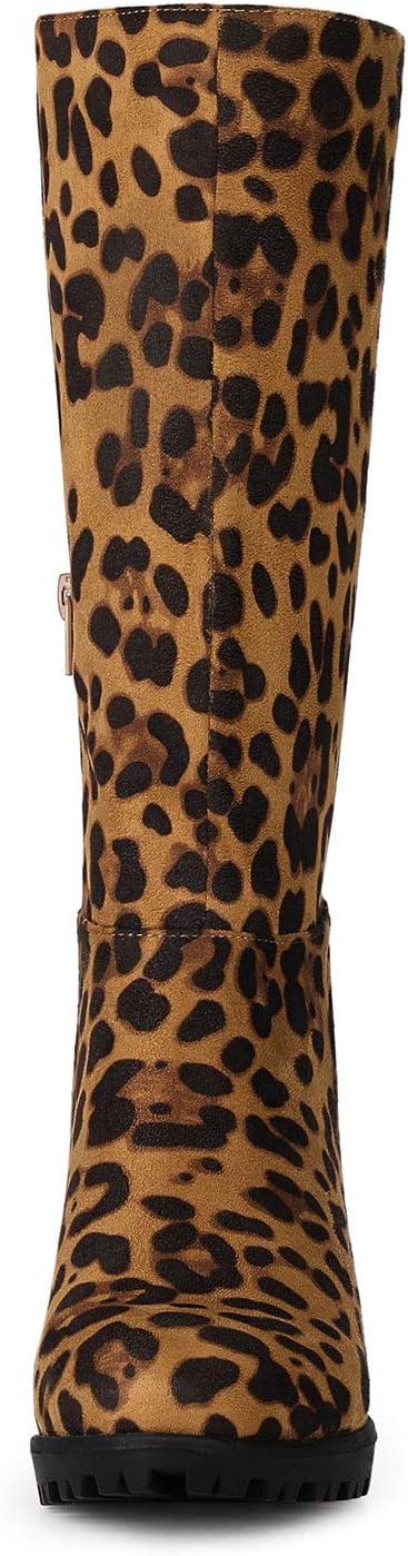 imageAllegra K Womens Mid Calf Block Heel BootsLeopard
