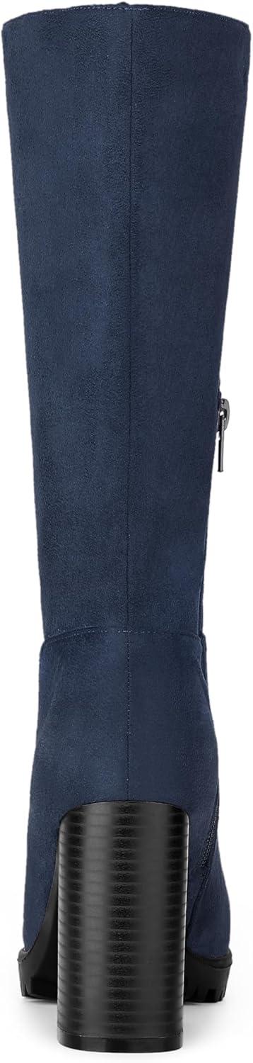 imageAllegra K Womens Mid Calf Block Heel BootsNavy Blue