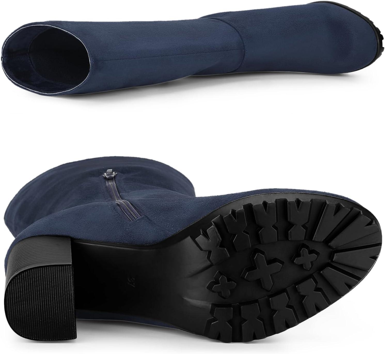 imageAllegra K Womens Mid Calf Block Heel BootsNavy Blue