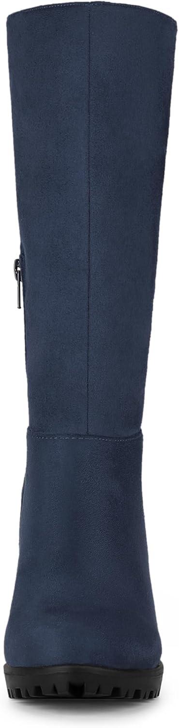 imageAllegra K Womens Mid Calf Block Heel BootsNavy Blue