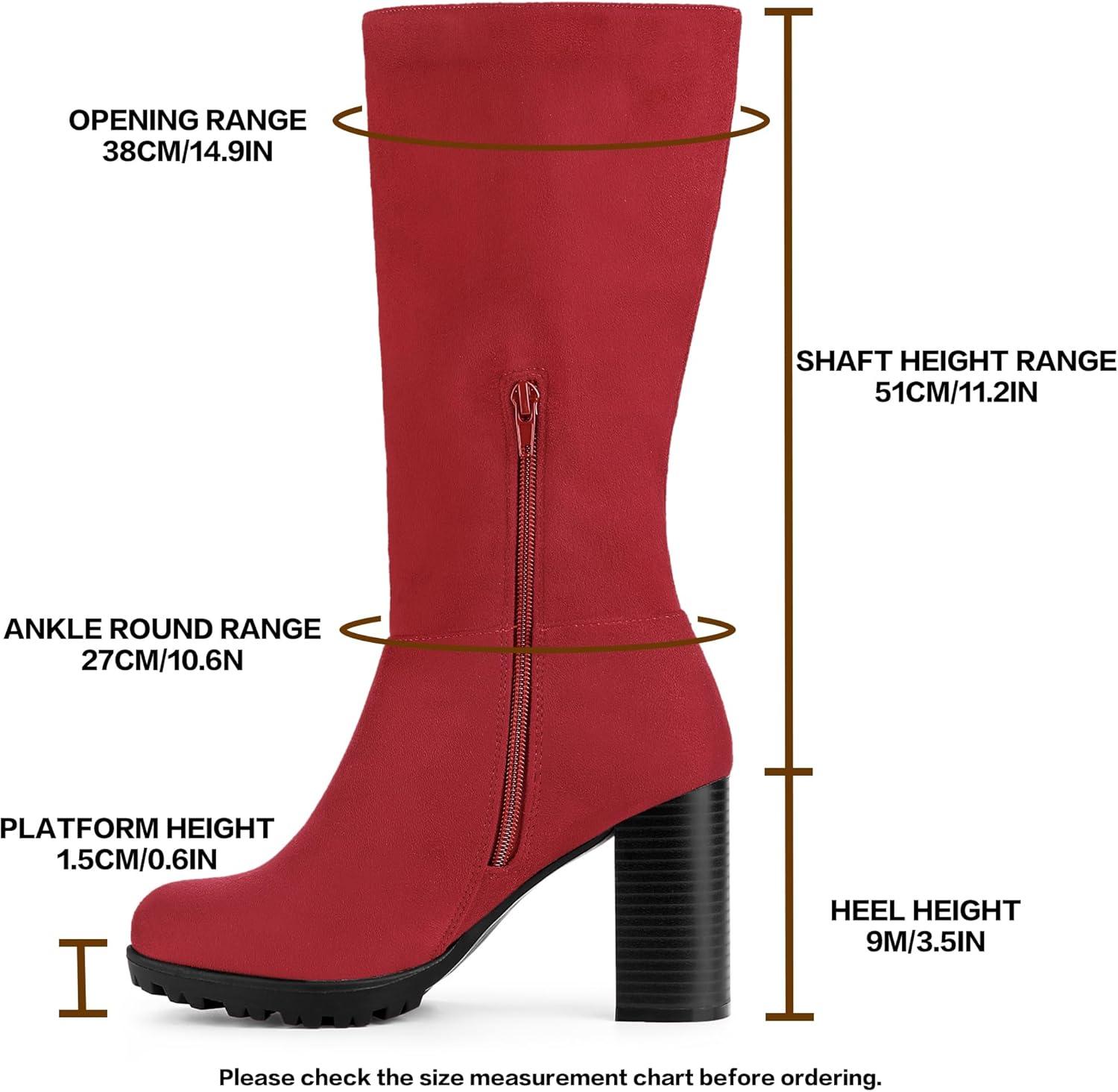 imageAllegra K Womens Mid Calf Block Heel BootsRed