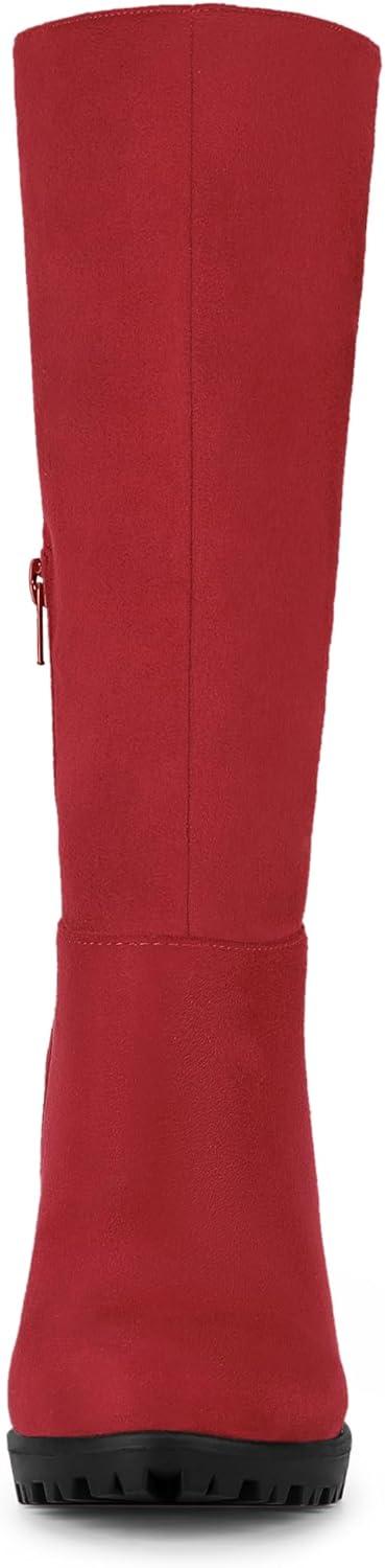 imageAllegra K Womens Mid Calf Block Heel BootsRed