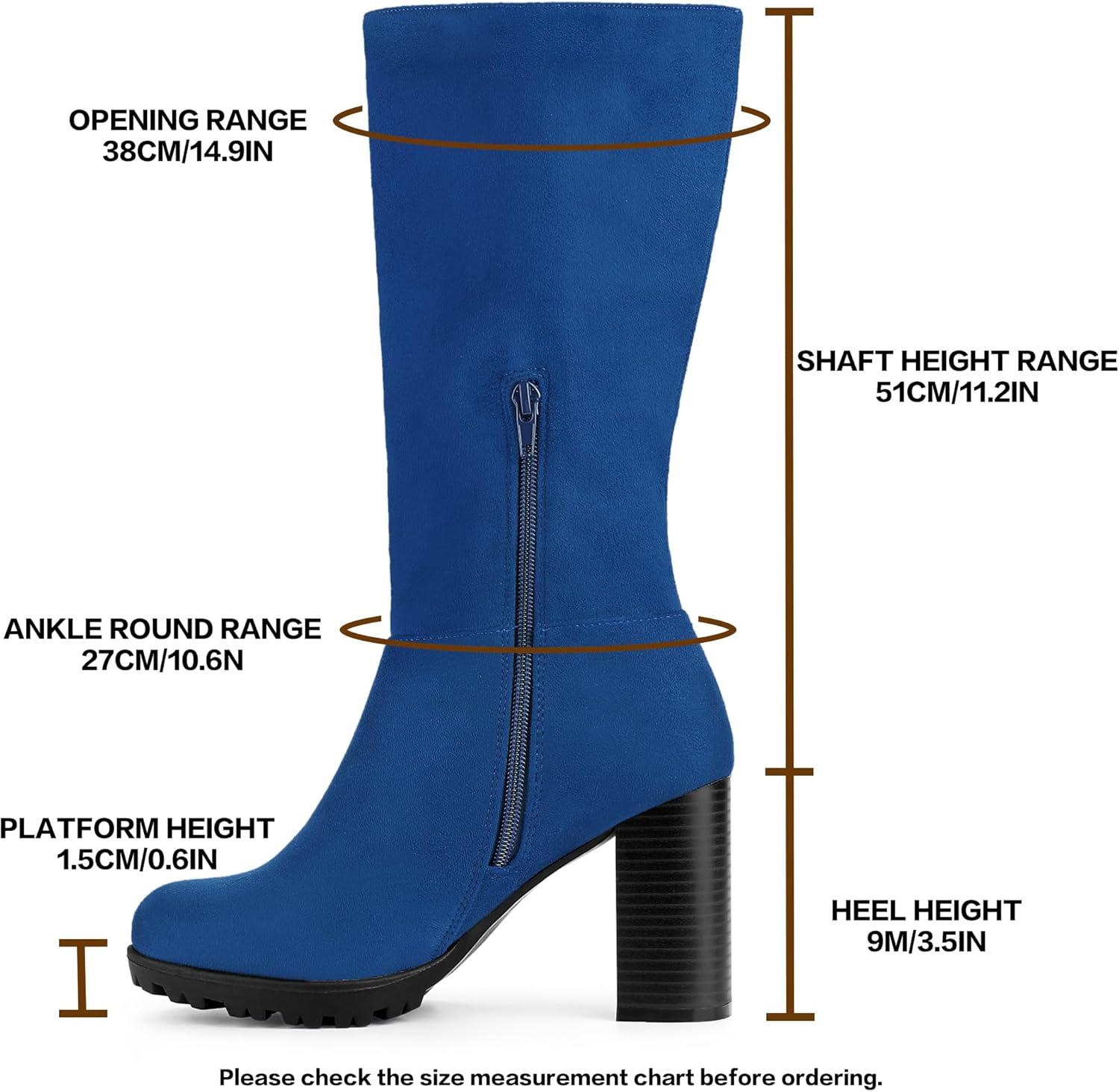 imageAllegra K Womens Mid Calf Block Heel BootsRoyal Blue