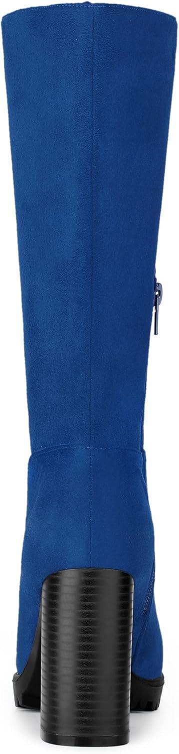 imageAllegra K Womens Mid Calf Block Heel BootsRoyal Blue
