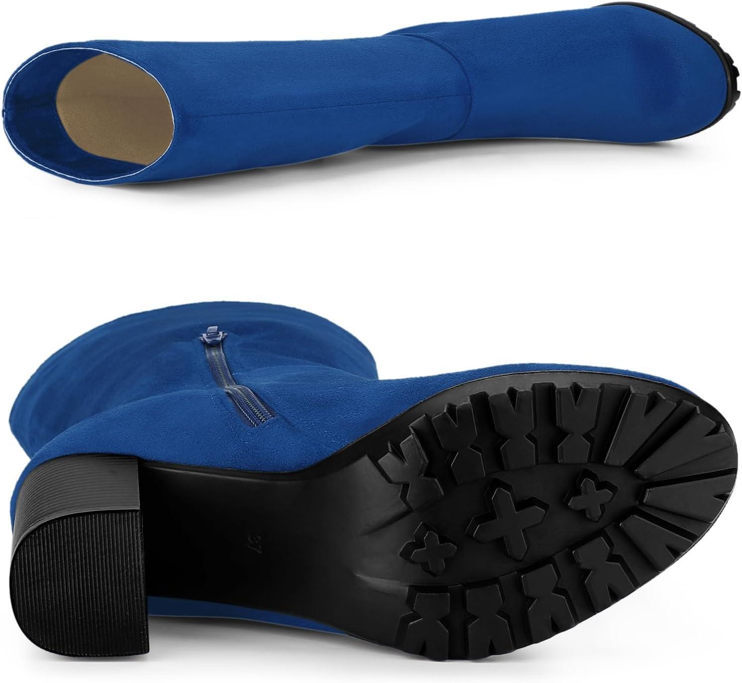 imageAllegra K Womens Mid Calf Block Heel BootsRoyal Blue