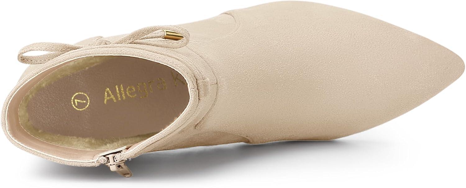 imageAllegra K Womens Pointed Toe Block Heel Zipper Ankle BootsBeige