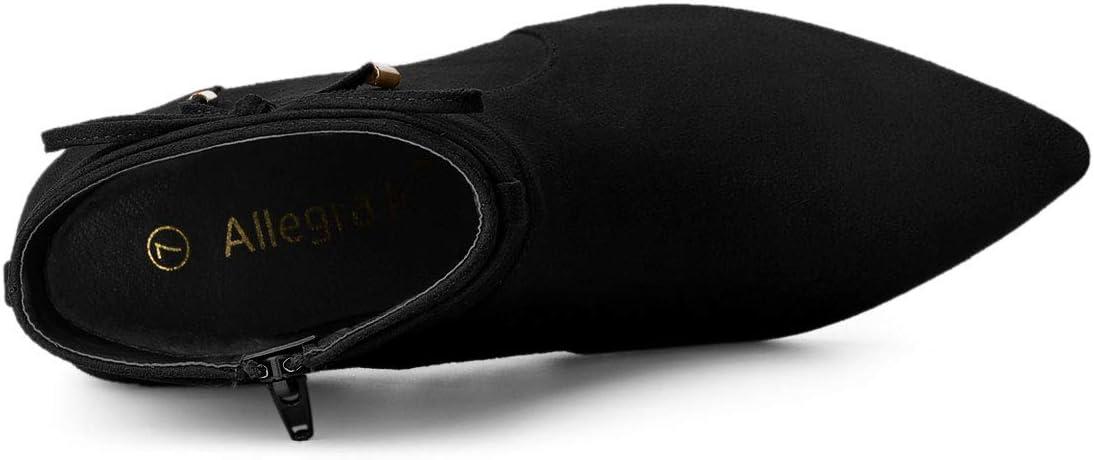 imageAllegra K Womens Pointed Toe Block Heel Zipper Ankle BootsBlack