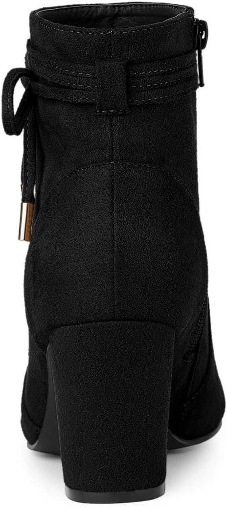 imageAllegra K Womens Pointed Toe Block Heel Zipper Ankle BootsBlack