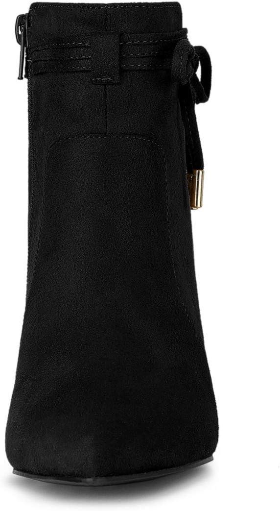 imageAllegra K Womens Pointed Toe Block Heel Zipper Ankle BootsBlack