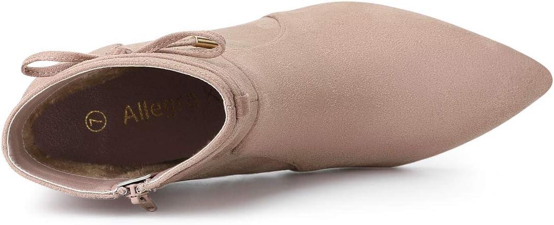 imageAllegra K Womens Pointed Toe Block Heel Zipper Ankle BootsDust Pink