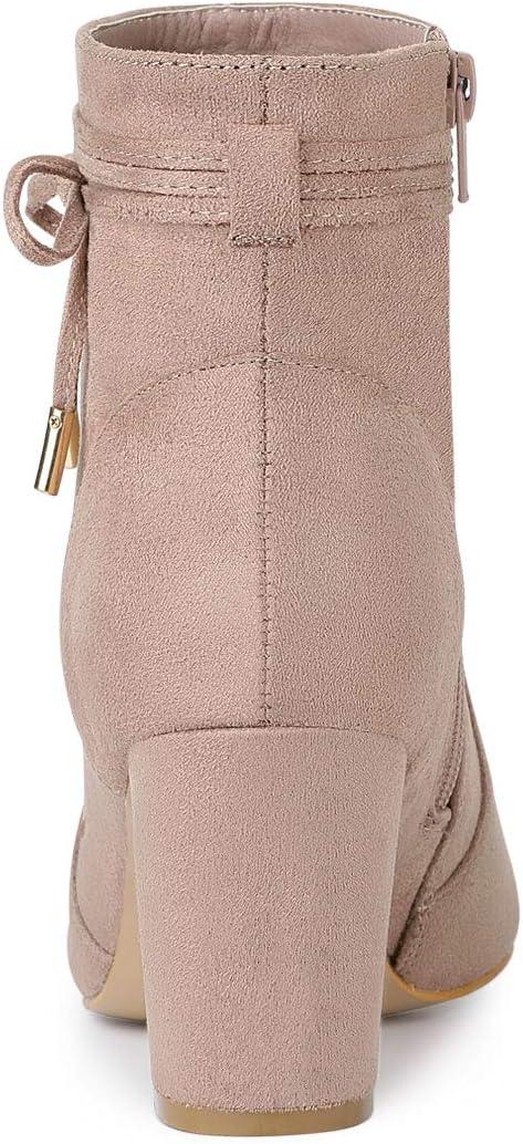 imageAllegra K Womens Pointed Toe Block Heel Zipper Ankle BootsDust Pink