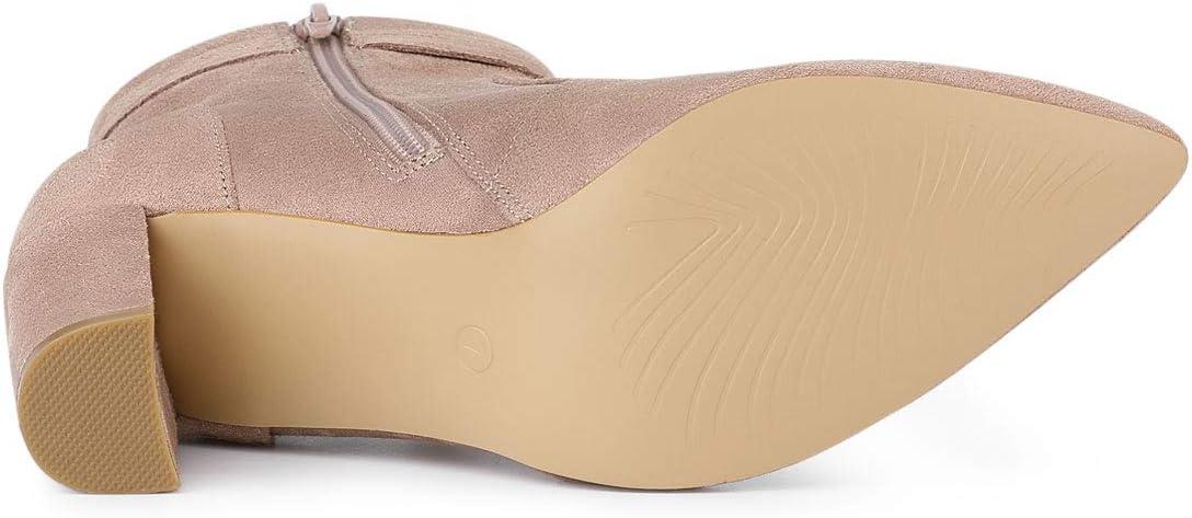 imageAllegra K Womens Pointed Toe Block Heel Zipper Ankle BootsDust Pink