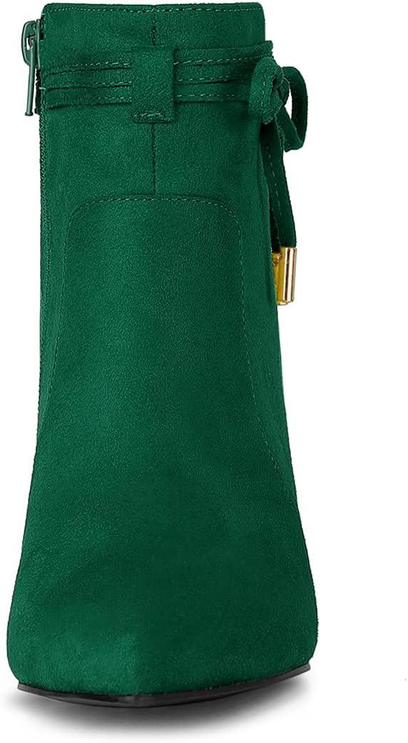 imageAllegra K Womens Pointed Toe Block Heel Zipper Ankle BootsEmerald Green
