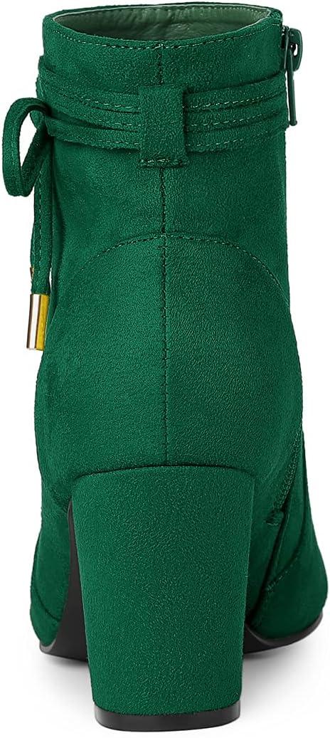 imageAllegra K Womens Pointed Toe Block Heel Zipper Ankle BootsEmerald Green