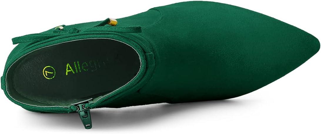 imageAllegra K Womens Pointed Toe Block Heel Zipper Ankle BootsEmerald Green
