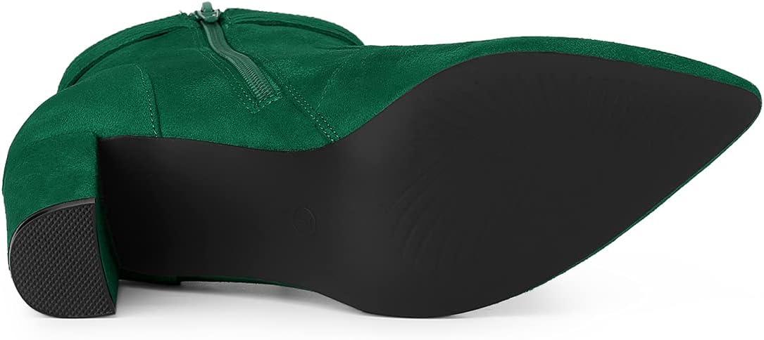 imageAllegra K Womens Pointed Toe Block Heel Zipper Ankle BootsEmerald Green