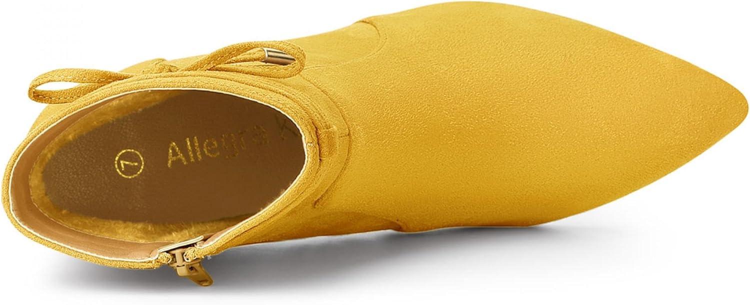imageAllegra K Womens Pointed Toe Block Heel Zipper Ankle BootsYellow
