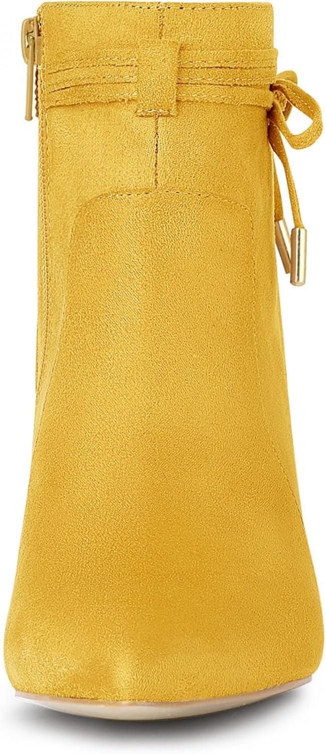 imageAllegra K Womens Pointed Toe Block Heel Zipper Ankle BootsYellow
