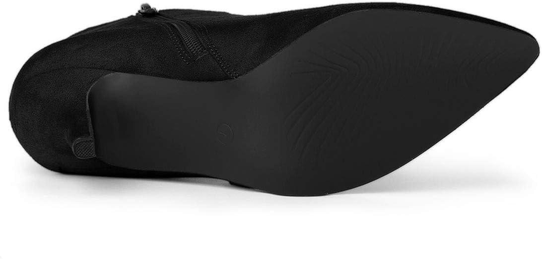 imageAllegra K Womens Pointed Toe Side Zip Stiletto Heel Ankle BootiesBlack