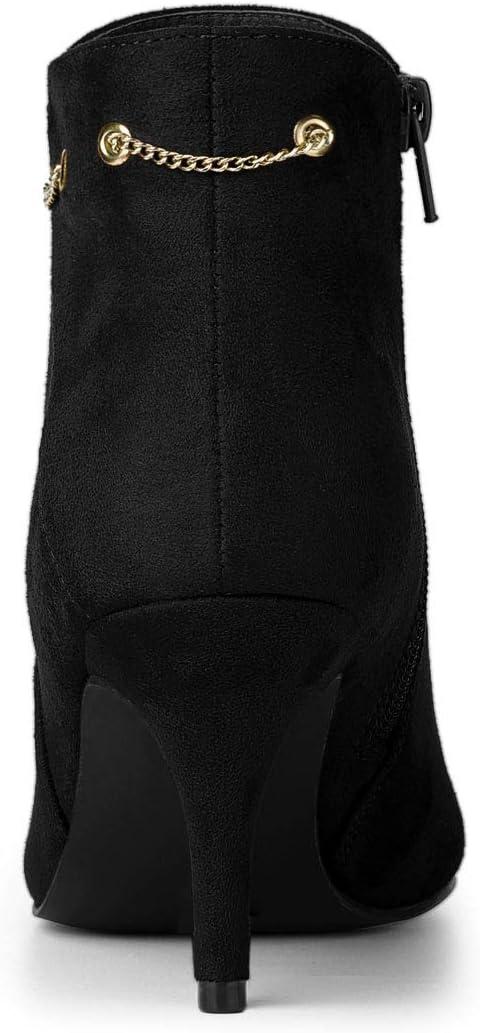 imageAllegra K Womens Pointed Toe Side Zip Stiletto Heel Ankle BootiesBlack