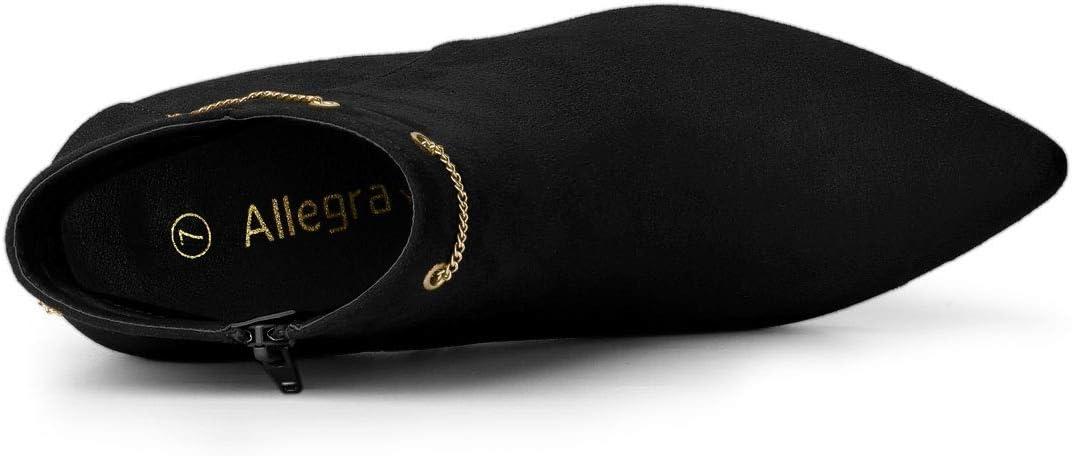 imageAllegra K Womens Pointed Toe Side Zip Stiletto Heel Ankle BootiesBlack