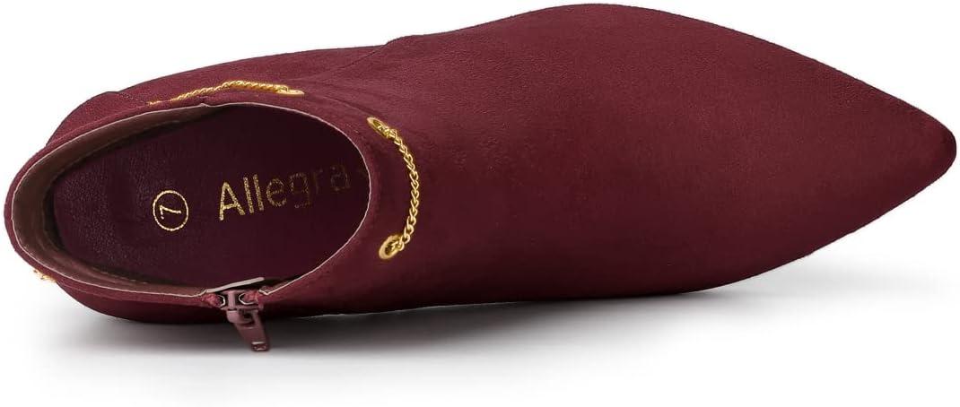 imageAllegra K Womens Pointed Toe Side Zip Stiletto Heel Ankle BootiesBurgundy