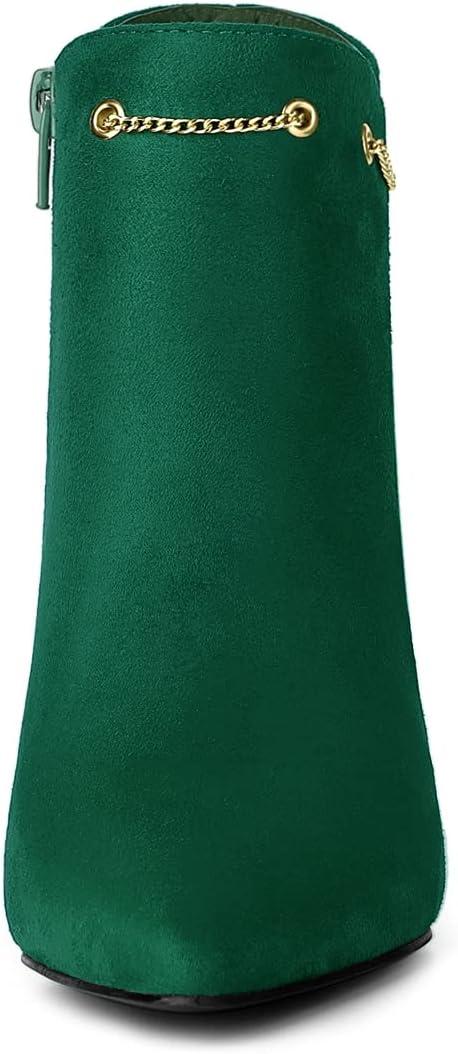 imageAllegra K Womens Pointed Toe Side Zip Stiletto Heel Ankle BootiesEmerald Green