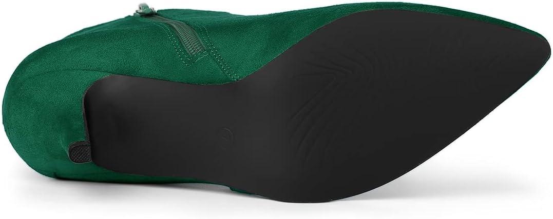 imageAllegra K Womens Pointed Toe Side Zip Stiletto Heel Ankle BootiesEmerald Green