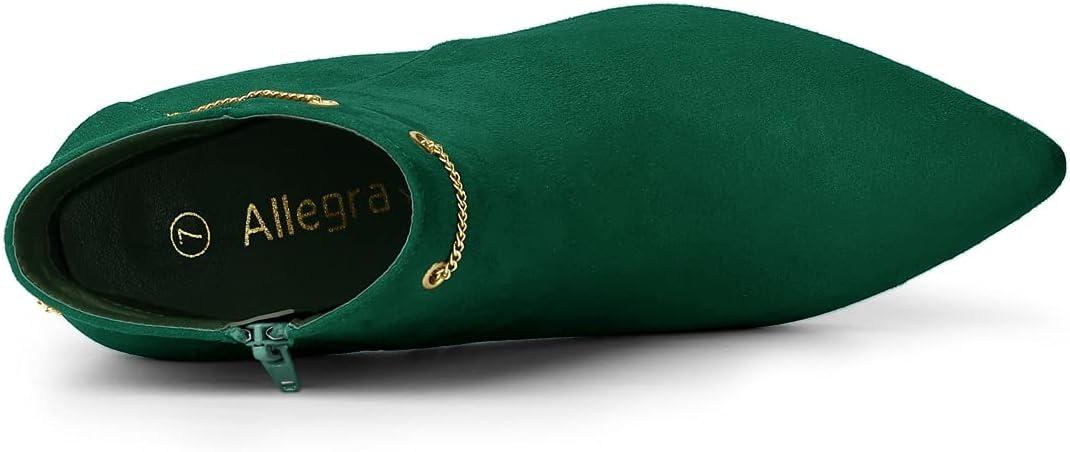 imageAllegra K Womens Pointed Toe Side Zip Stiletto Heel Ankle BootiesEmerald Green