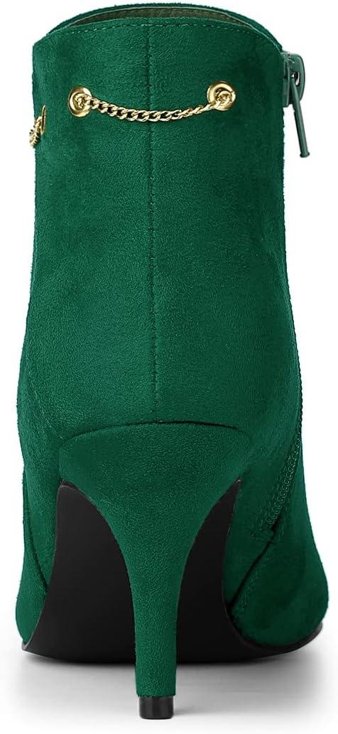 imageAllegra K Womens Pointed Toe Side Zip Stiletto Heel Ankle BootiesEmerald Green