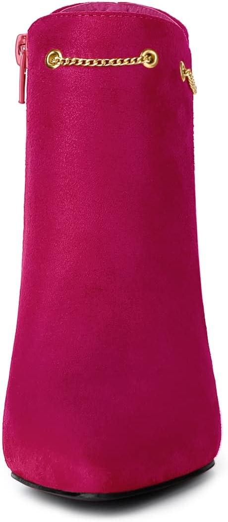 imageAllegra K Womens Pointed Toe Side Zip Stiletto Heel Ankle BootiesHotpink