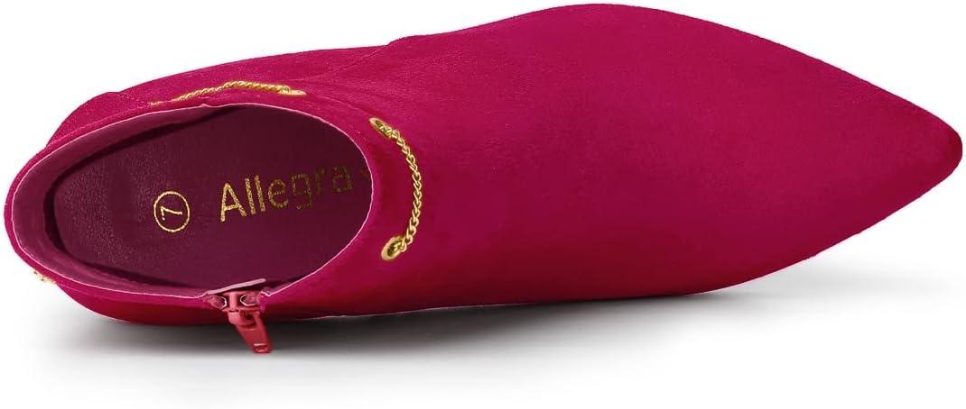 imageAllegra K Womens Pointed Toe Side Zip Stiletto Heel Ankle BootiesHotpink