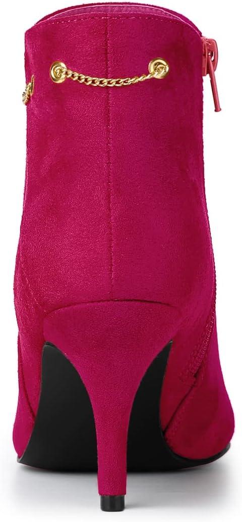imageAllegra K Womens Pointed Toe Side Zip Stiletto Heel Ankle BootiesHotpink
