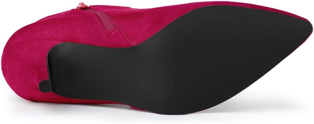 imageAllegra K Womens Pointed Toe Side Zip Stiletto Heel Ankle BootiesHotpink