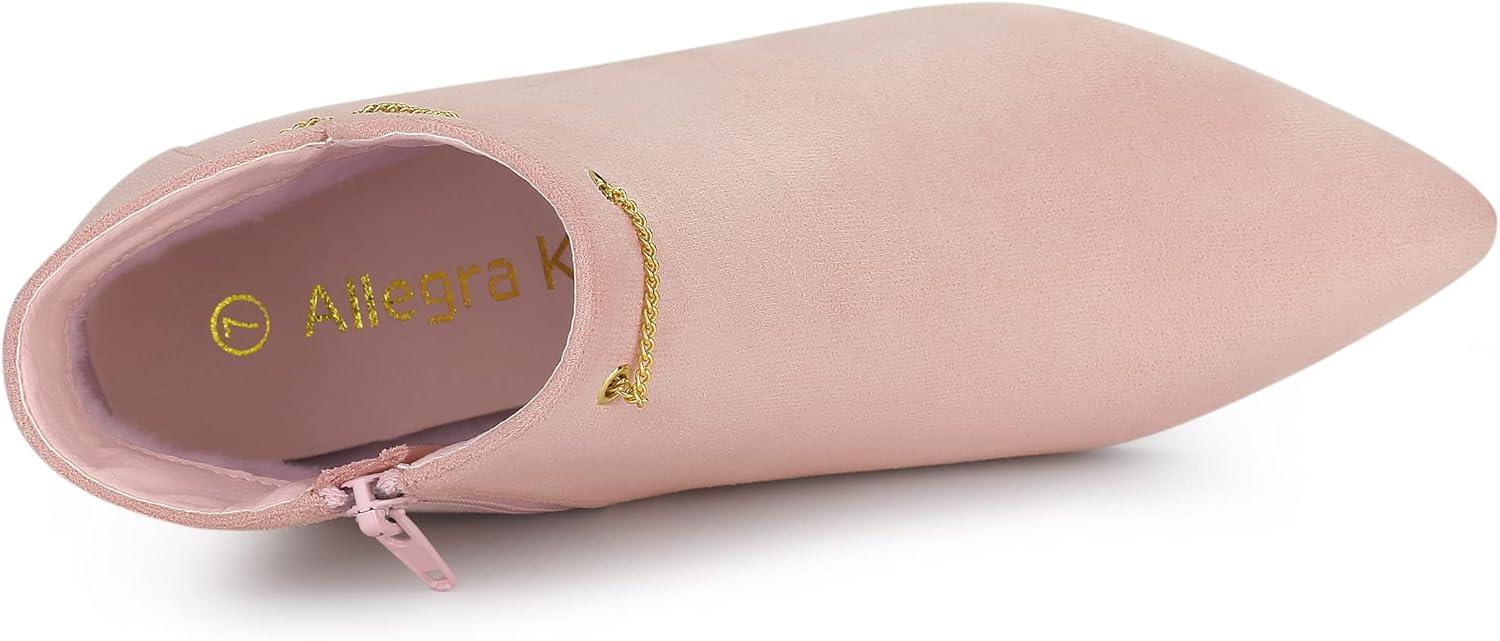 imageAllegra K Womens Pointed Toe Side Zip Stiletto Heel Ankle BootiesPink