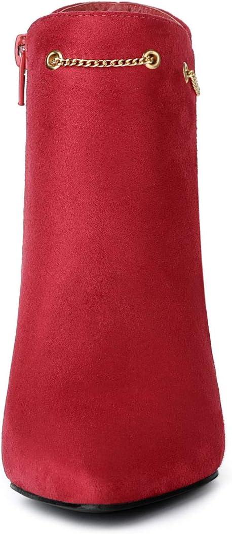 imageAllegra K Womens Pointed Toe Side Zip Stiletto Heel Ankle BootiesRed