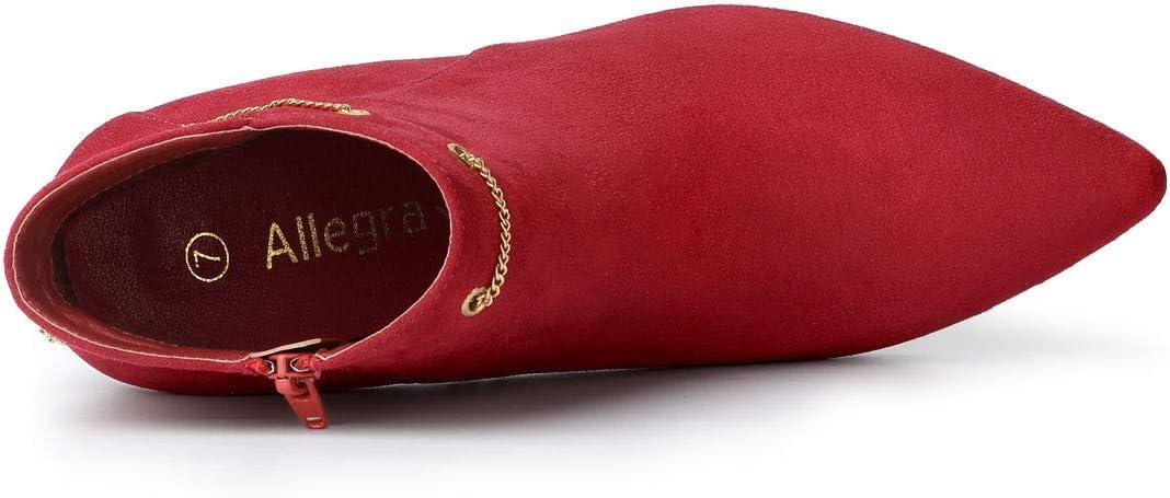 imageAllegra K Womens Pointed Toe Side Zip Stiletto Heel Ankle BootiesRed