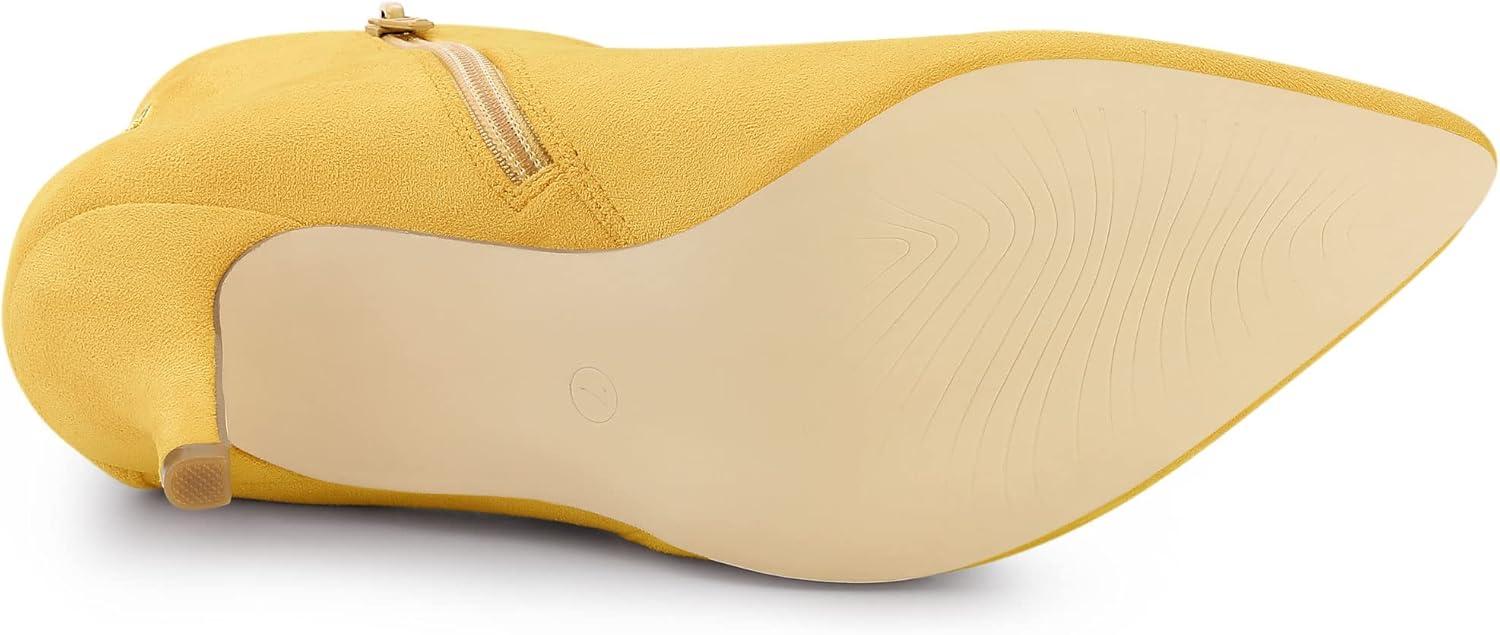 imageAllegra K Womens Pointed Toe Side Zip Stiletto Heel Ankle BootiesYellow