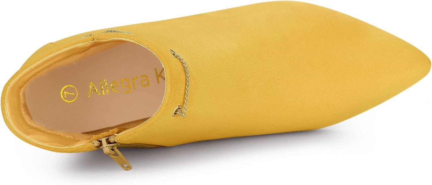 imageAllegra K Womens Pointed Toe Side Zip Stiletto Heel Ankle BootiesYellow